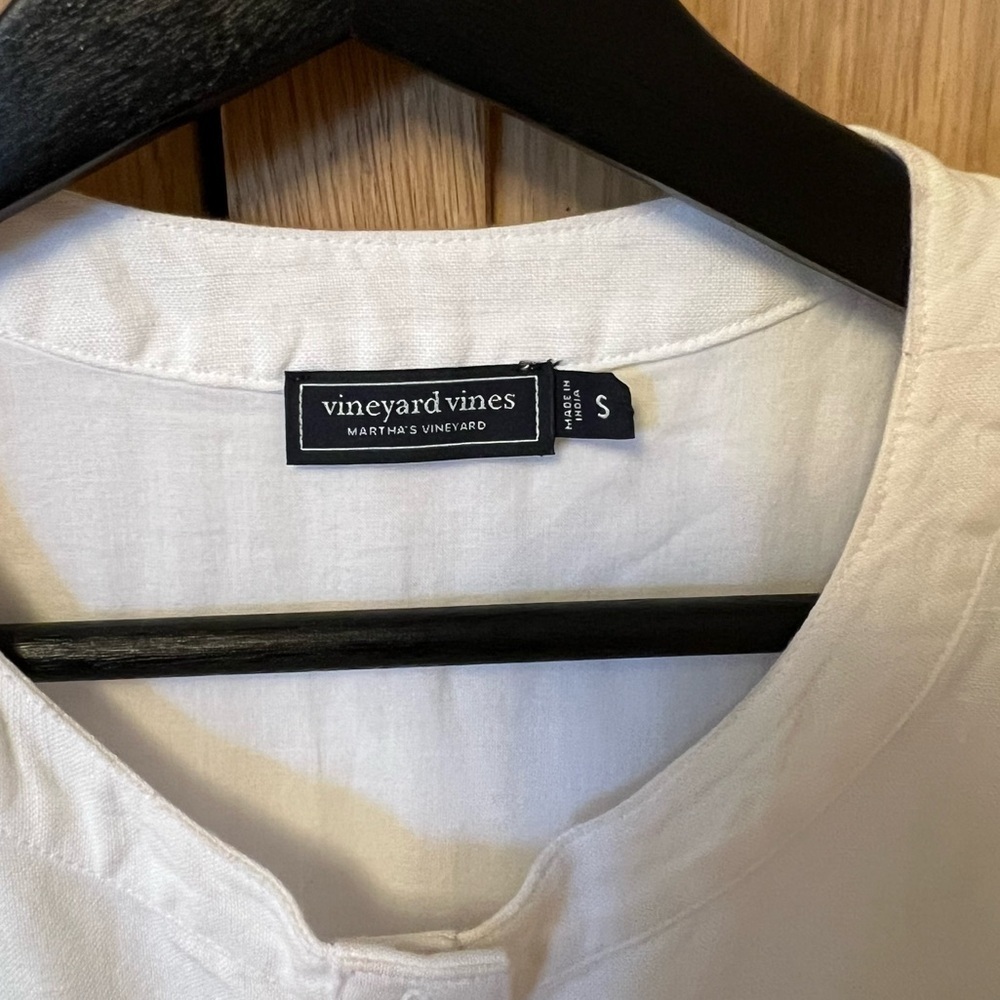 Vineyard Vines Linen Blend Button Front Mini Dress White Small Preppy Old Money - Picture 3 of 6